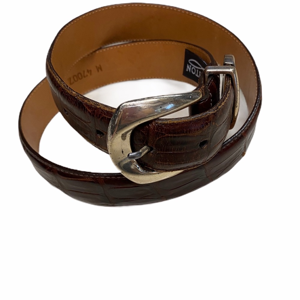 Vintage 90’s Brighton 47007 Crocodile embossed Brown Belt size medium